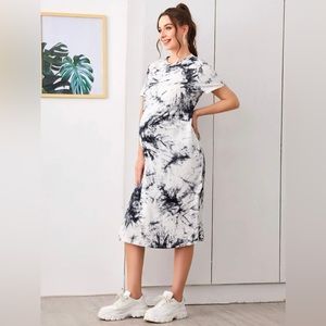 XXL (14) SHEIN Maternity Tie Dye Split Hem Tee Dress